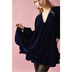 Free People Estella 
Blue velvet minidress